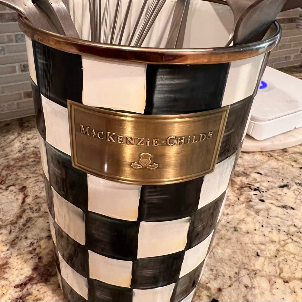 MacKenzie-Childs Black and White Checkered Vase